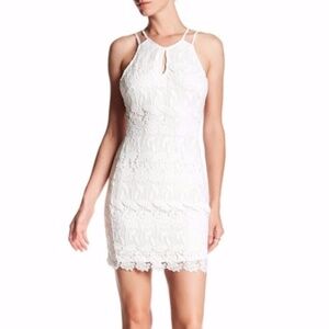 Astr white lace mini halter dress